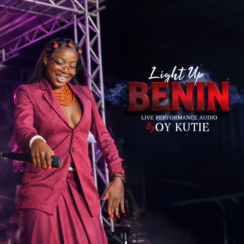 OY Kutie performing on stage, Light Up Benin live performance audio cover
